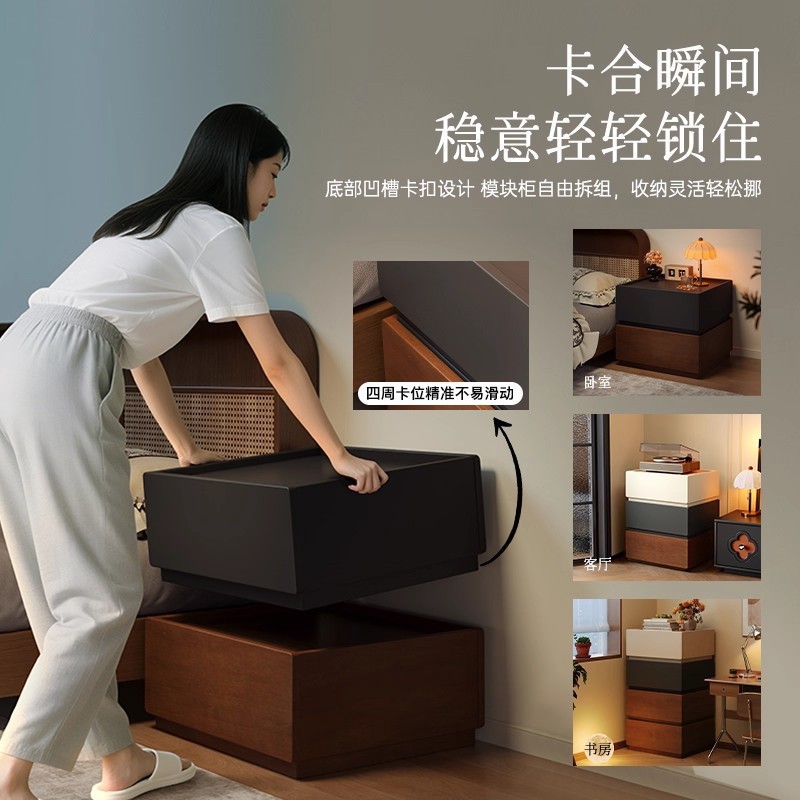 Todo el armario de cabecera de madera sólida creativo casero armario de almacenamiento de dormitorio 2025 nuevo armario de cabecera de cama de estilo medieval