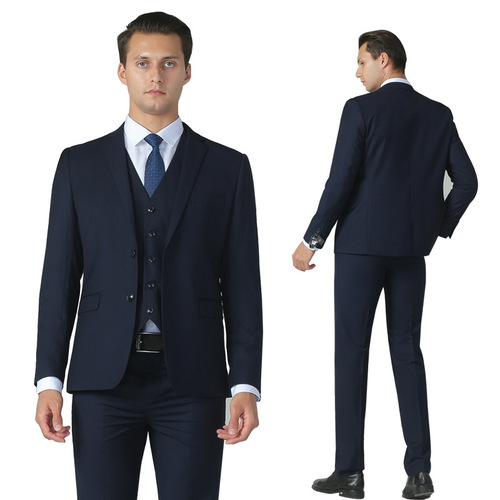 Men's Suit Professional Coat Suit for Men Office Professional Wear Black Navy Gray Two Button Formal Trousers