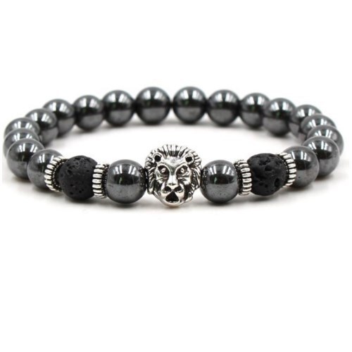 8mm Beaded Bracelet Volcanic Stone Black Lava Turquoise Color Preservation Micro Crown arfsf224