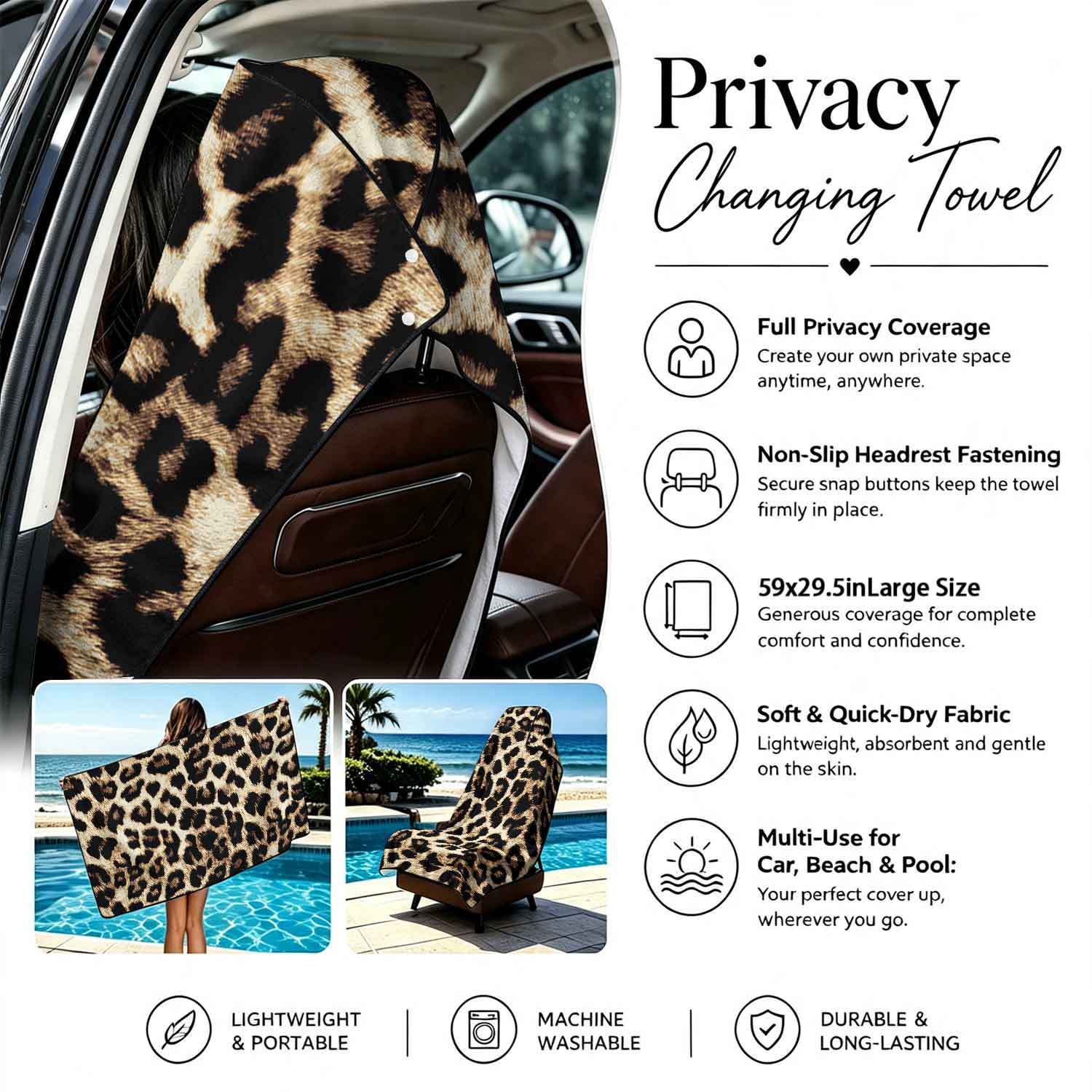2-piece dual-use car seat cover, ultra-fine fiber, can be used as a beach towel, printed car protective seat cover 13