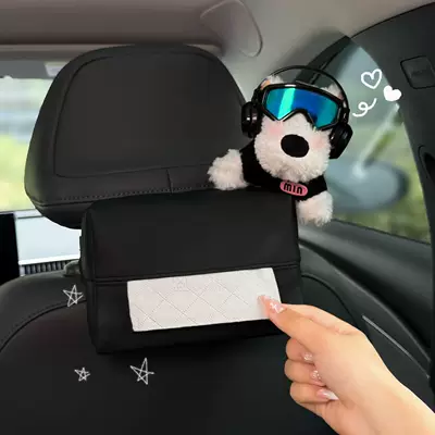2026 Car-mounted tissue box, hanging tissue bag for car, West Highland car headrest tissue box, front and rear row decoration