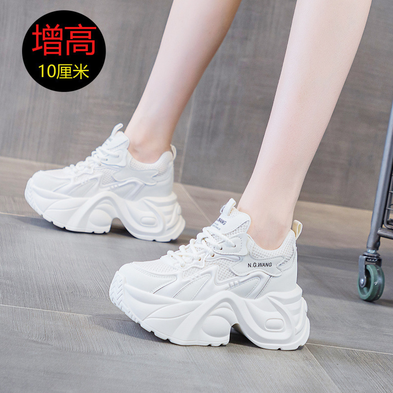 2025秋冬新款厚底高帮女鞋10厘米坡跟舒适百搭防水台老爹鞋女|undefined