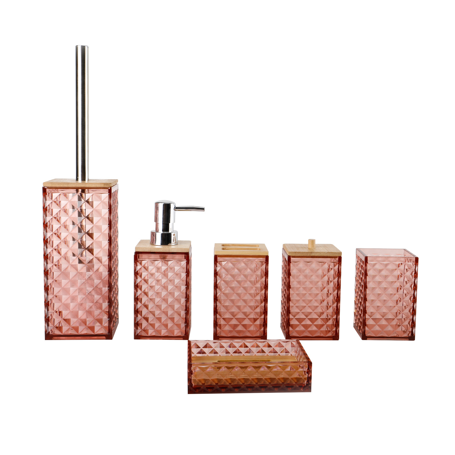 5002-6 Cubierta de bambú de seis piezas - polvo claro