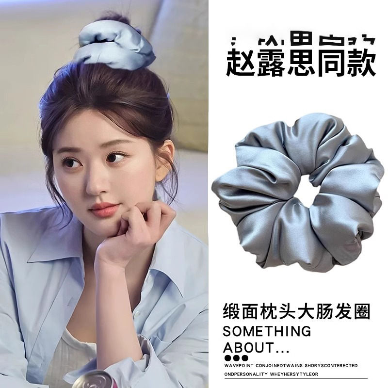 almohada de satén para dormir anillo de cabello red rojo 2025 nuevo anillo de cabello de intestino grueso cuerda de cabello para mujeres adultas bola de cabello adornos de cabello