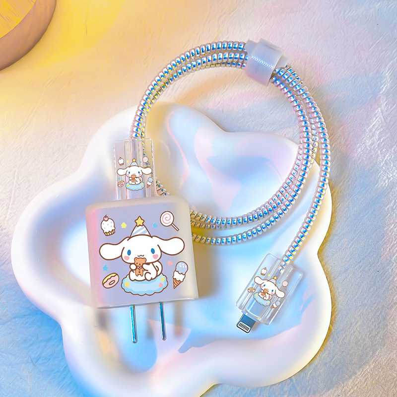 Tipo helado adecuado para Apple 20W cubierta protectora del cargador 18W cubierta de carga rápida cargador suave línea de clip morder dispositivo creativo de dibujos animados