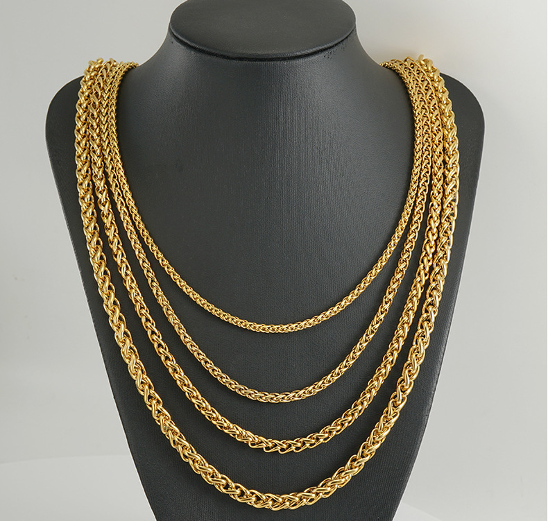 304 Stainless Steel Chain Material cable chain Chain Type 1 Piece Quantity Hip-hop Solid Color Stainless Steel Titanium Steel Chain Necklace 1 Piece