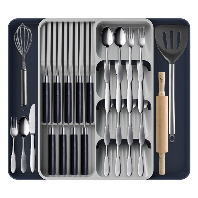 Cuchillo de cocina resistente a altas temperaturas nuevo cuchillo, tenedor y cuchara de vajilla estante de almacenamiento caja de cuchillo cajón retráctil cuchillo, tenedor y cuchara soporte de cuchillo