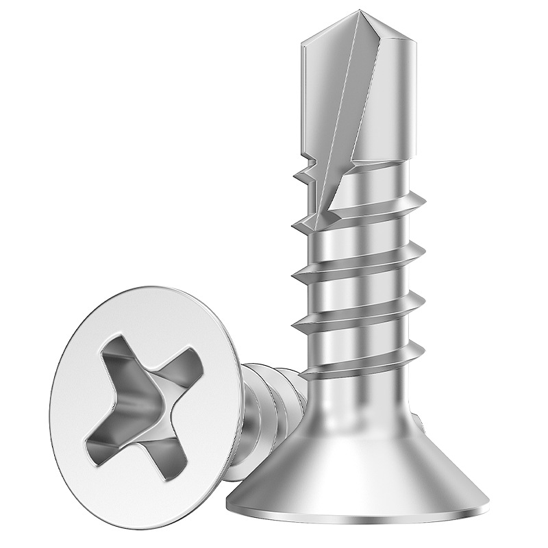 410 Acero inoxidable Counterhead Cross Tail Screw M2.9-M4.2 Flathead Cross Self-Tapping Self-Drilling Screw