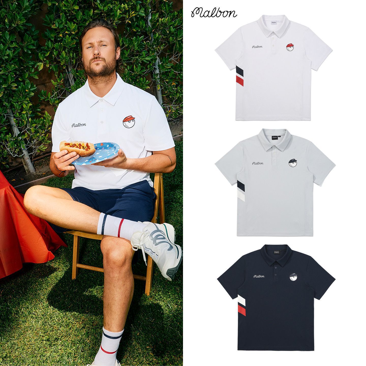 25 Korean Malbon Golf Clothing Summer Men's Short-Sleeved Sports Breathable Quick-Drying Lightweight Fashionable Polo Shirt