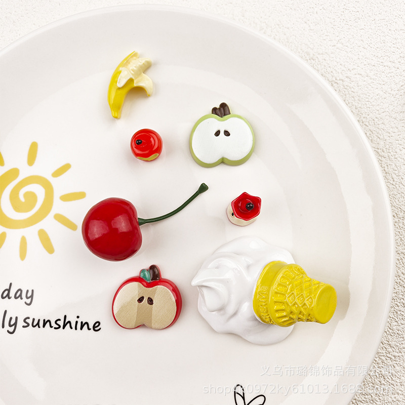 Hot Selling Cute Ice Cream Apple Cherry Banana Resin Jewelry Accessories Cream Glue Hole Shoe Flower DIY Material Hot Selling Cute Ice Cream Apple Cherry Banana Resin Jewelry Accessories Cream Glue Hole Shoe Flower DIY Material