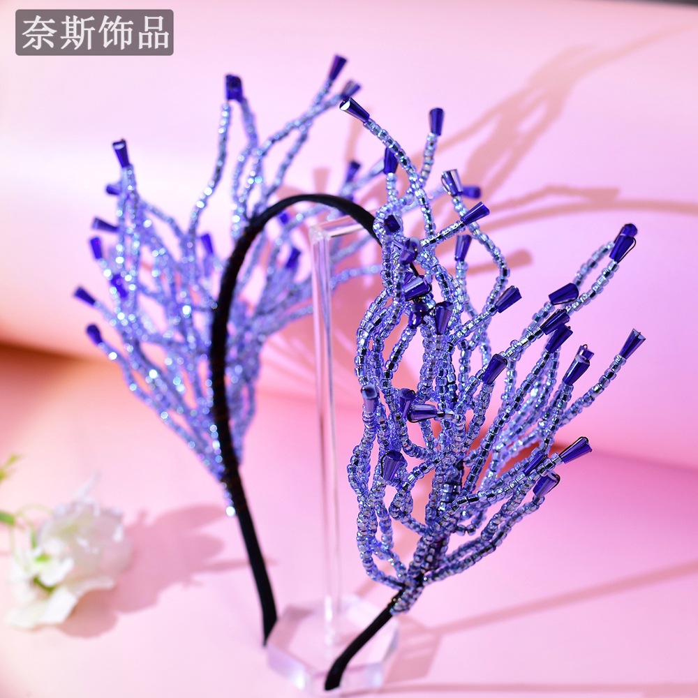 ネスNS102レトロヘアバンド、高級感のある軽やかなラグジュアリーヘアアクセサリー、ヘアネット、クリスタル編み込み、散髪整理ツール