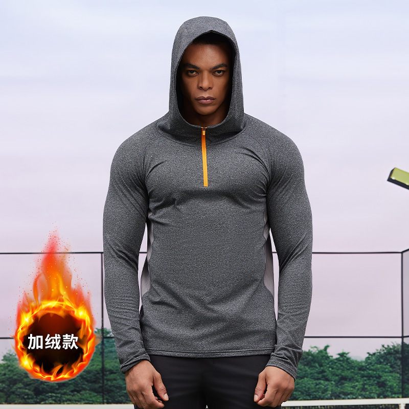 Hombres con camisa deportiva de lana otoño y invierno con capuzas media cremallera ropa deportiva de ocio al aire libre ropa deportiva a prueba de viento