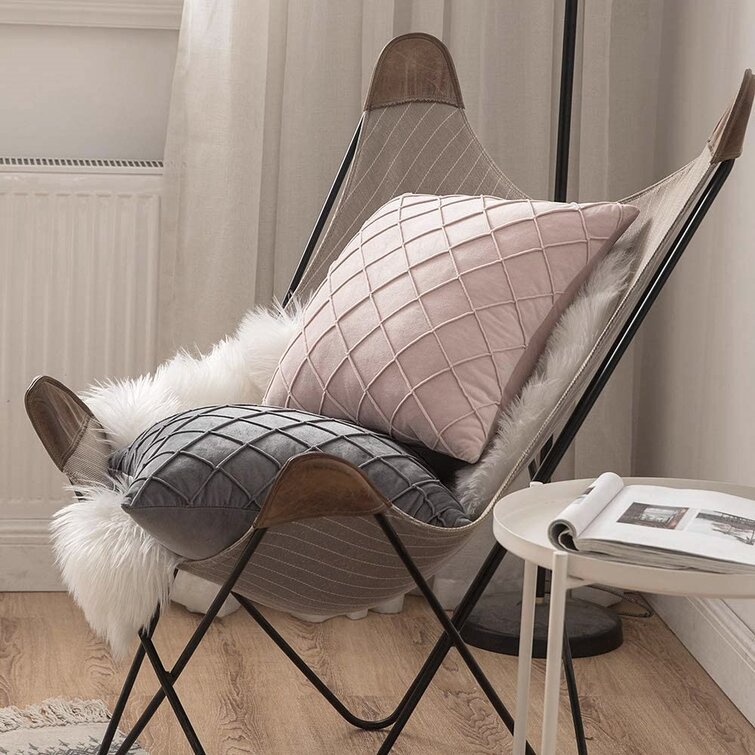 国境を越えた北欧の純色ビロード刺繍の方格子抱き枕カバー