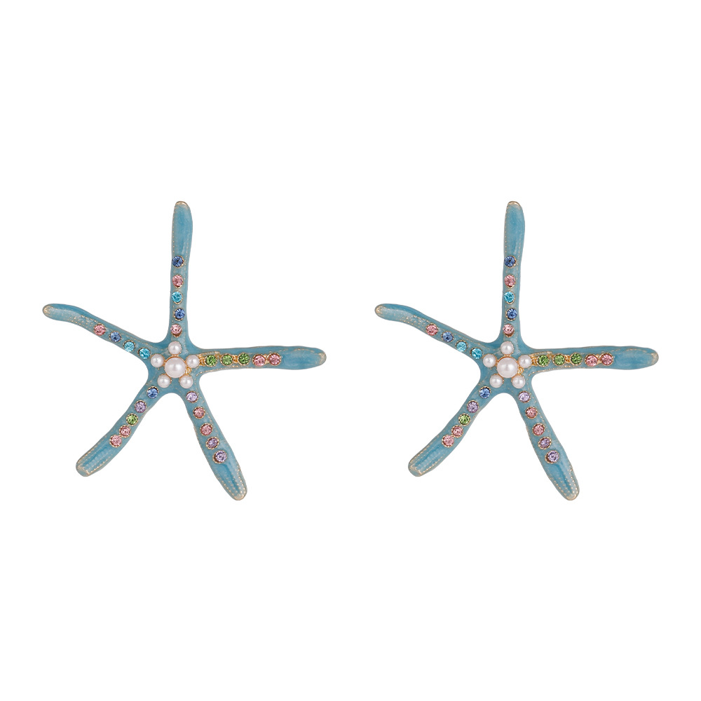 Auffällige Bunte Seestern Ohrstecker Für Damen Strandschmuck_voghion.com