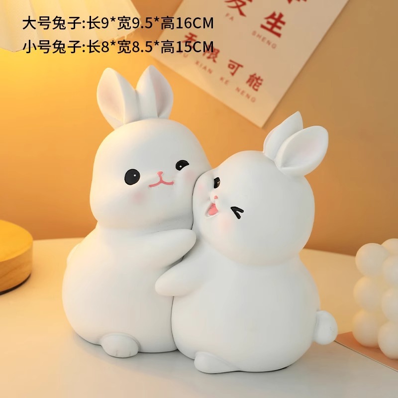 포옹 토끼-흰색을 분리하지 마십시오