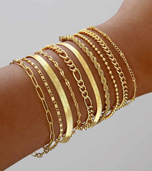 6g Weight 0.03µm Gold Plating Thickness 316L Stainless Steel Pendant Material Geometric 316L Stainless Steel  Basic Simple Style Waterproof Non Tarnish Surgical Steel 316L Stainless Steel  Chain Bracelet