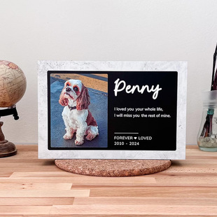 Custom Wooden Urn Memorial Box with Photo and Name Pet Loss Gift Keepsake Box