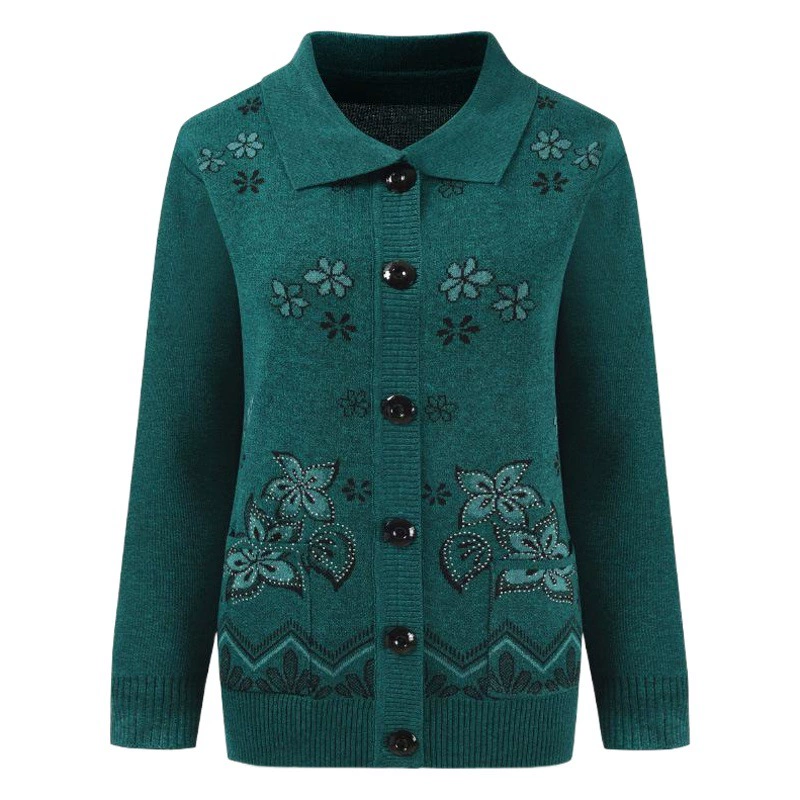 Тонкий свитер для матери, кардиган в западном стиле, топ 60-70 лет, Женская осенне-зимняя вязаная Базовая рубашка