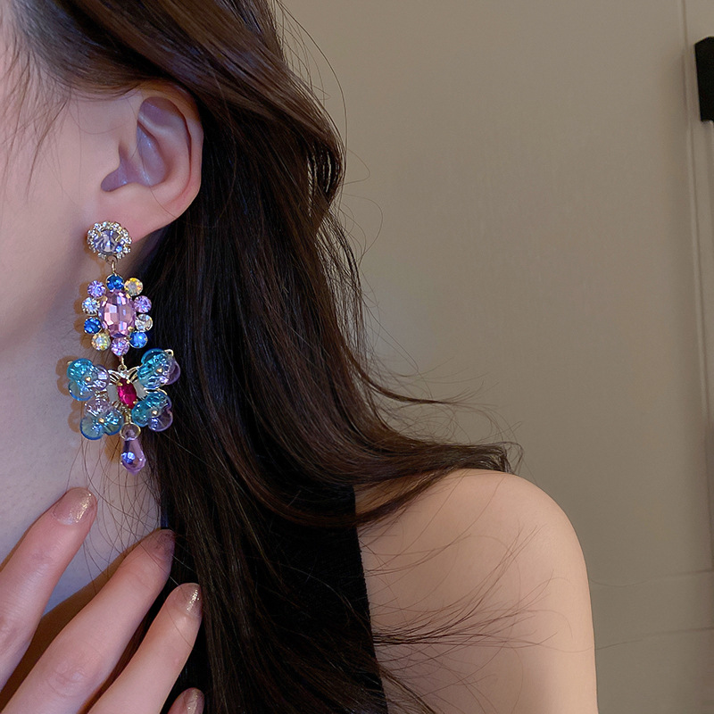 Flower Pattern Women's Gender 1 Pair Sweet Flower Inlay Copper Artificial Gemstones Drop Earrings