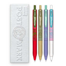 kookei邮戳限定中性笔黑色0.5按动式自由女神大本钟悉尼歌剧院