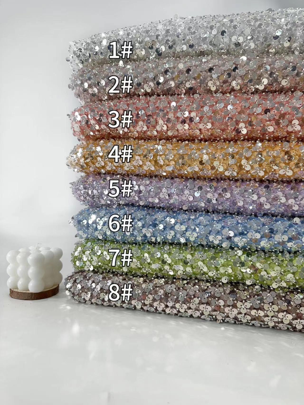 Fabricante spot multicolor industria pesada lentejuelas bordado perla bordado tejido floral vestido de novia vestido de moda vestido de tela