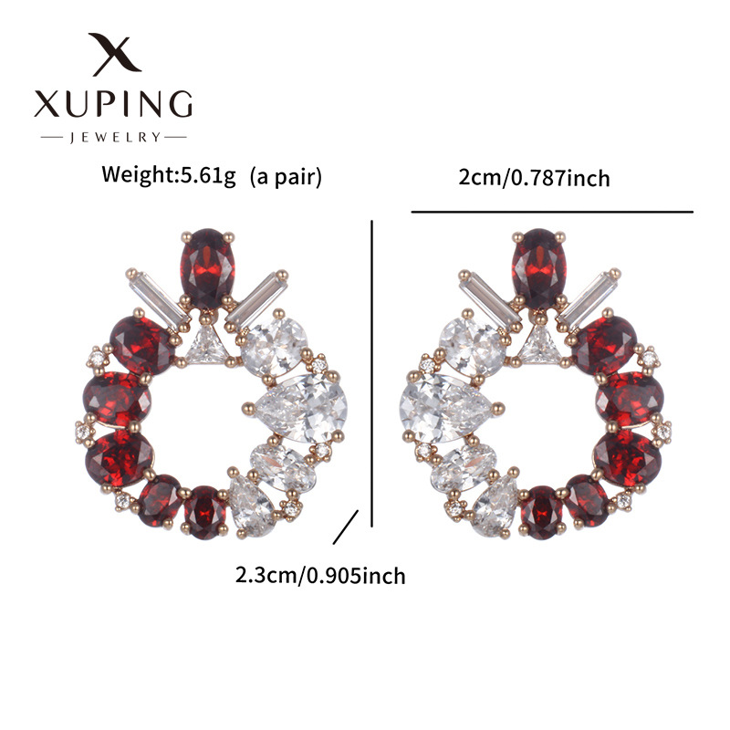 Pendientes de circonio cúbico sintético con incrustaciones de lujo ligero de temperamento de moda Xuping Pendientes de estilo de diosa de alta calidad