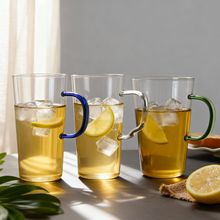 敞口彩把玻璃杯早餐杯牛奶果汁杯马克杯家用大容量透明单层杯批发