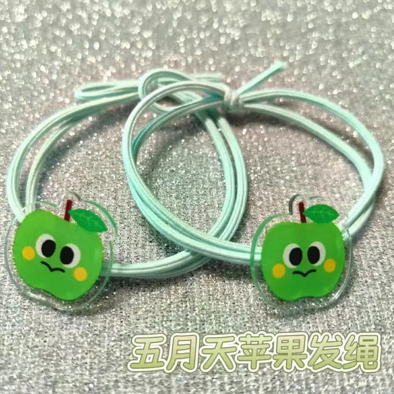五月天周边可爱卡通亚克力苹果马尾发圈高弹力发绳丸子头皮筋发饰|undefined
