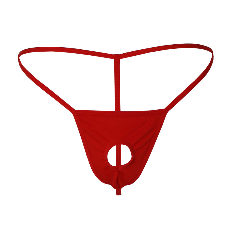 Manufacturer Sells Large Size Men's Underwear with Holes, Breathable Mid-Waist Sexy T-String Pants, Export 1 Piece Dropshipping D029