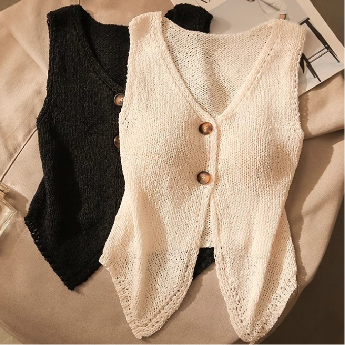Korean Style Chanel Style Knitted Cardigan New Fashion All-match Split Vest Women's Short Waistcoat Top Korean Style Chanel Style Knitted Cardigan New Fashion All-match Split Vest Women's Short Waistcoat Top