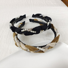 New Pearl Braided Headband for Women, Super Sparkling Crystal Wrapped Hair Clip, Korean Influencer Style, Forest System Head Accessory