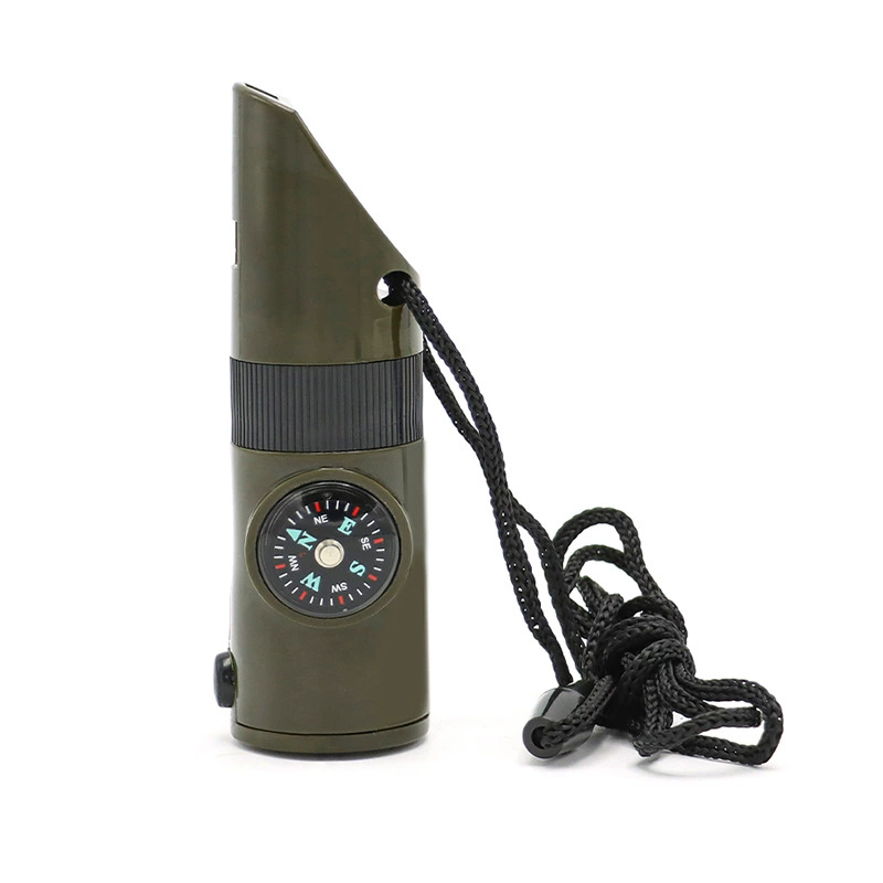 outdoor seven -in -one multi -functional whistle survival whistle with led light thermometer compass 7 -in -1