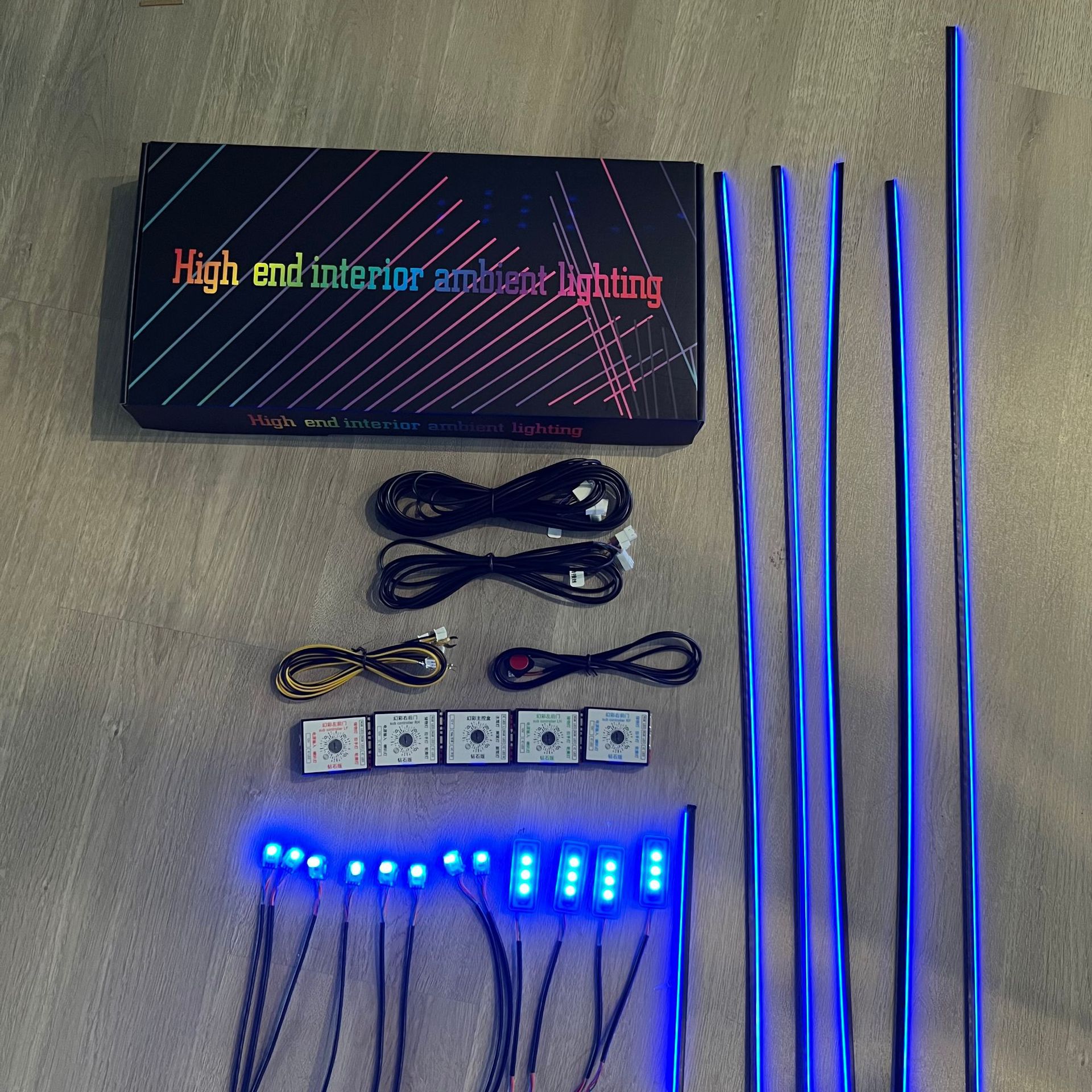 Factory Direct Sales Car Led Ambient Light, Colorful Dynamic Flowing Ambient Light, 18 Lights