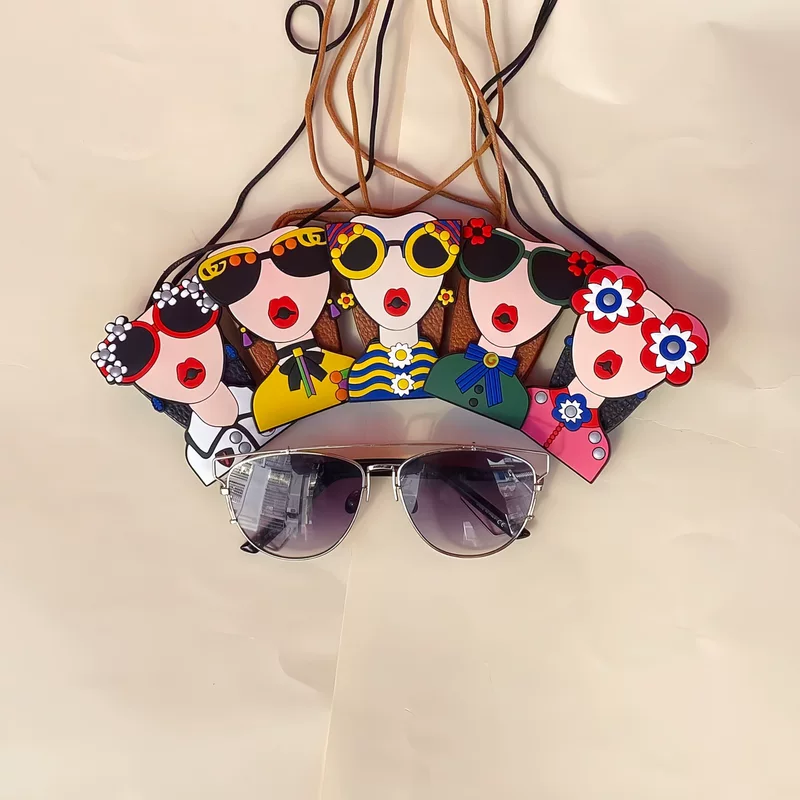 Colorful cute doll, glasses, strap, protective sunglasses, storage system