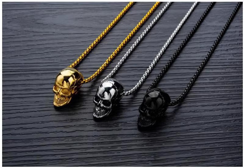Collana con teschio di personalità per coppie, acciaio inossidabile alla moda, trendy, punk personalizzato, accessori hip-hop, regalo di Halloween_voghion.com