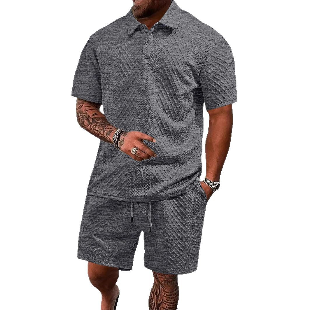 Lässiges Herren-Sport-Polohemd mit Reverskragen, kurzärmelig, Jacquard-Muster, Sommerneu_voghion.com