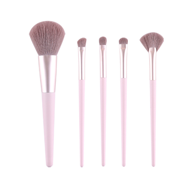 Zhuolya cepillo de sombra de ojos bolsa de cosméticos rizador de pestañas polvo suelto sombra de ojos rubor cepillo Rosa mango de madera 11 cepillos de maquillaje traje