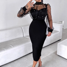 2025欧美亚马逊跨境新款蕾丝拼接包臀连衣裙