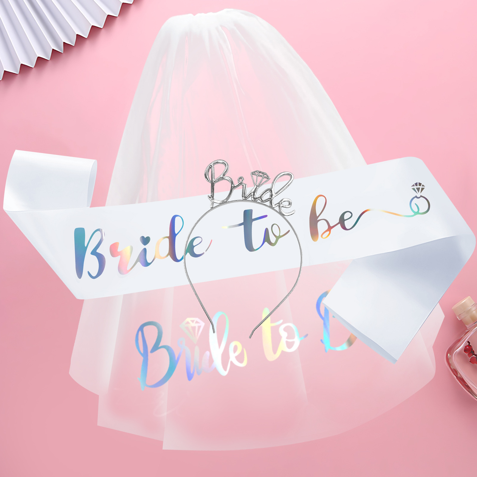 254g Weight Hair Band Event & Party Supplies 3 Pieces Set Quantity Wedding, Date Occasion Alloy, Satin Cloth Material Letter Pattern Romantic Style Romantic Letter Alloy Satin Cloth Wedding Date Hair Band Party Supplies Party Accessories 3 Pieces Set 7