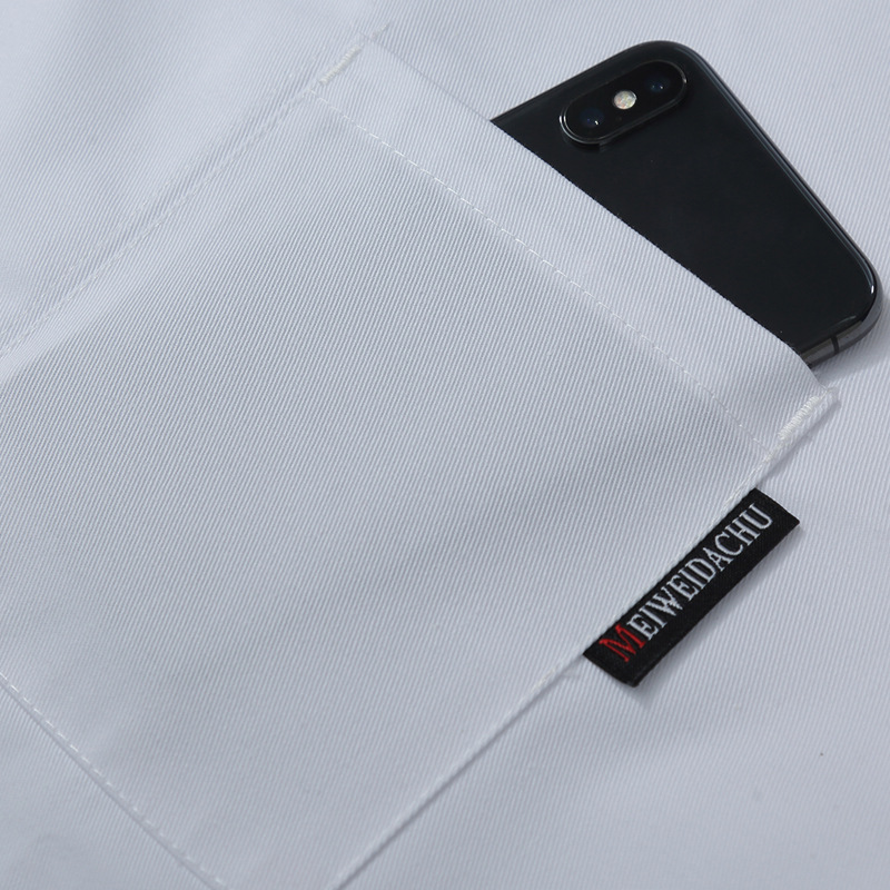 Blanco puro chef uniforme de manga larga Otoño e Invierno hotel francés restaurante occidental de color sólido resistente al desgaste fácil de lavar ropa de trabajo de manga corta