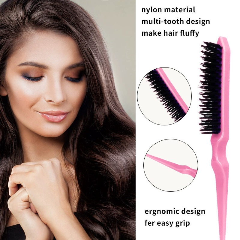 Hairdressing comb set, 8-piece pink, plastic styling combs and clips for sectioning
