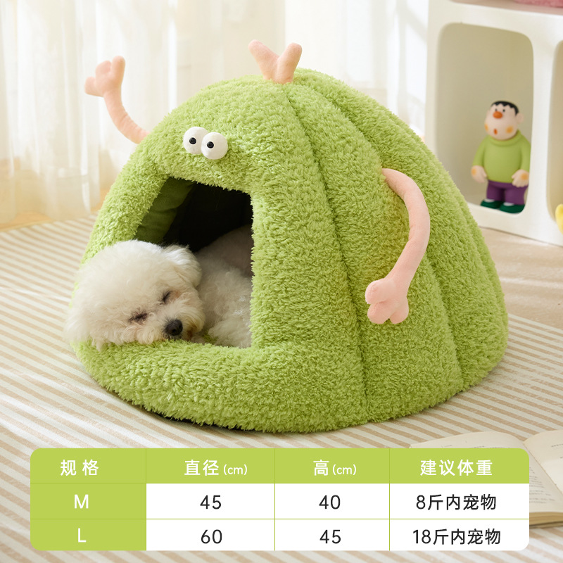 Nueva perrera para perros invierno cálido semi-cerrado nido para gatos almohadilla otoño e invierno pequeño monstruo en forma de gato suministros para mascotas al por mayor