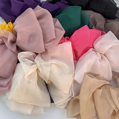 Internet celebrity style oversized chiffon spring clip ponytail clip fairy-like multi-layer versatile bow hair clip women's back-of-head clip