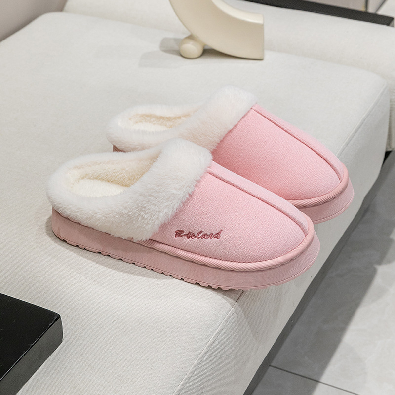 女性用ベルベット暖かい厚底綿スリッパ、屋内外用ホームスリッパ、耐摩耗性、滑り止めつま先スリッパ、卸売価格|undefined