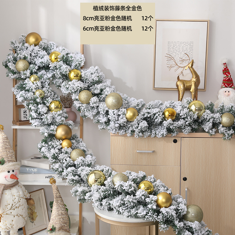 クリスマスデコレーション、白い雪の降る模様の植毛籐パッケージ、ホテルモールのドア、窓、フロントデスクの吊り下げガーランド|undefined
