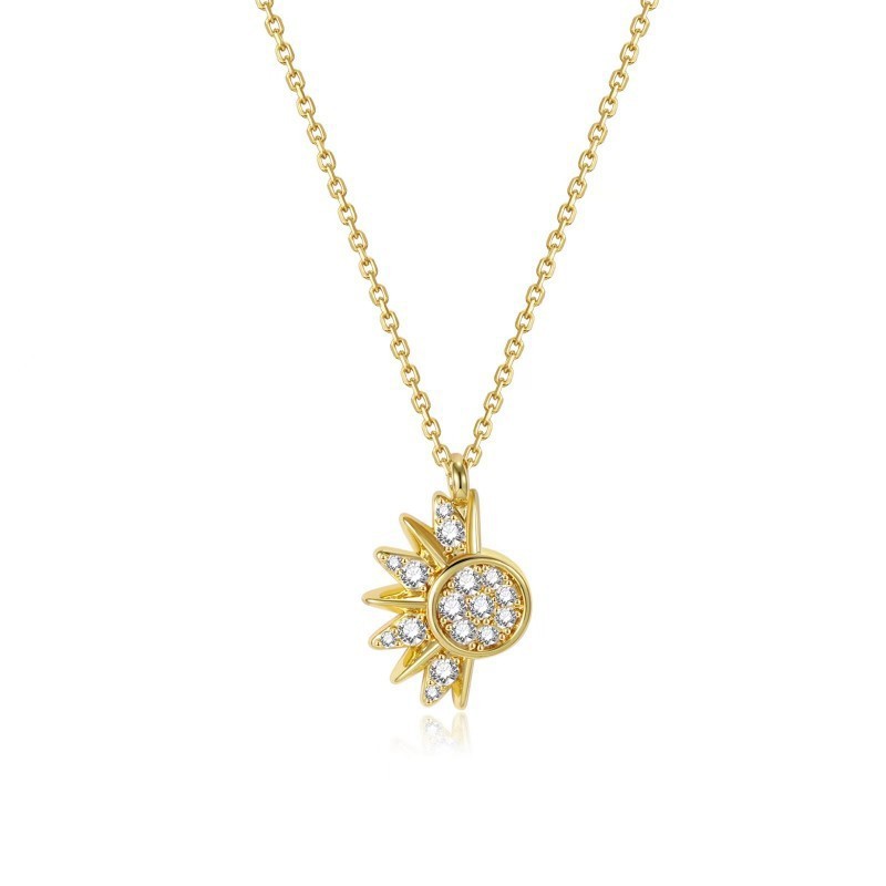 Stacked Star Moon Clavicle Chain Embracing Sun and Moon Pendant Necklace Body Jewelry detail image 7