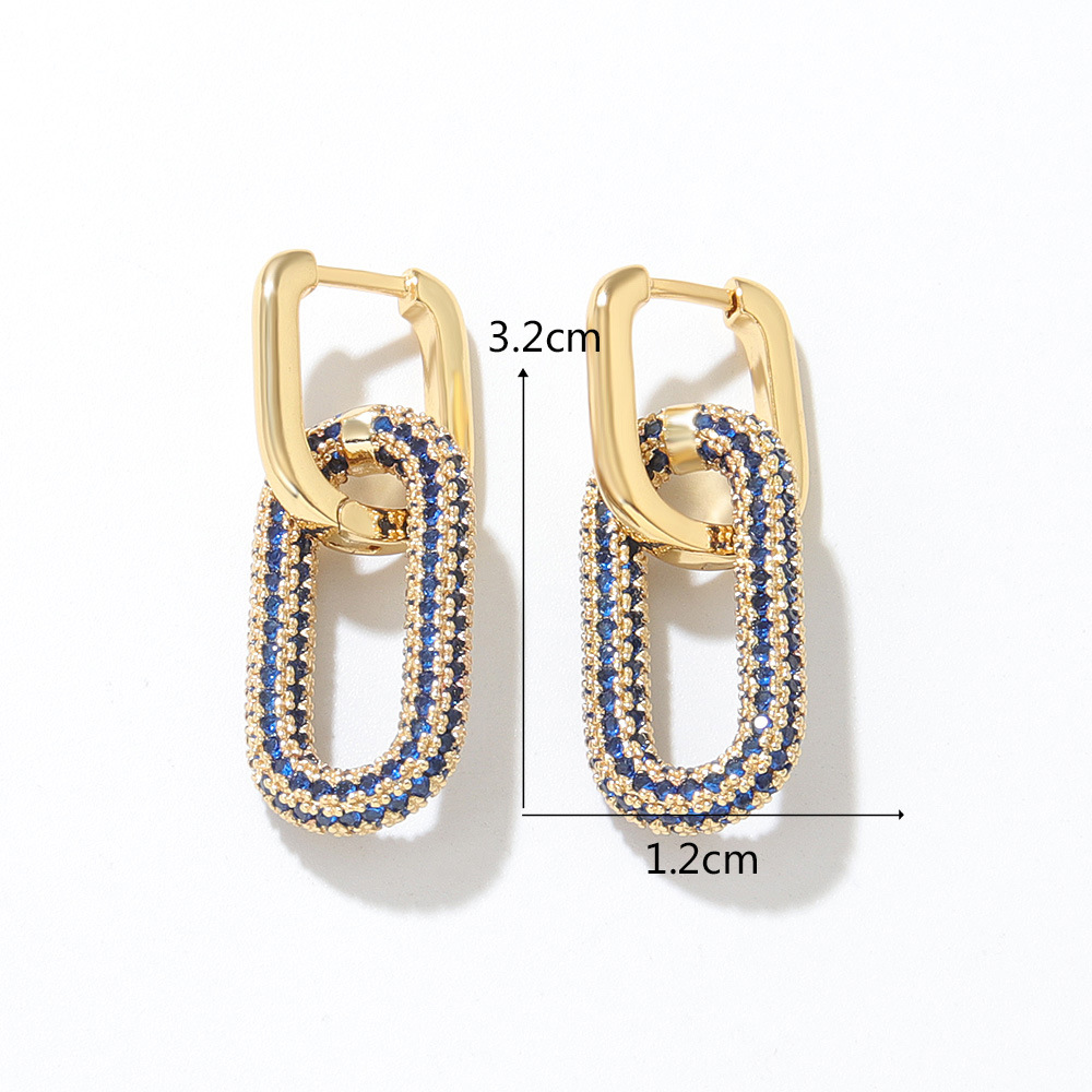 Mode Géométrique Le Cuivre Placage Zircon Des Boucles D'oreilles 1 Paire display picture 1