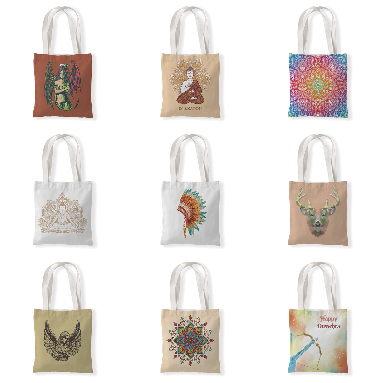 创意图案单肩斜跨帆布包休闲零钱袋文艺手提购物礼品袋印logo