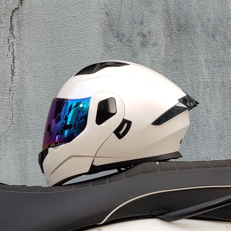Motocicleta con doble espejo, casco para hombres y mujeres, casco para motocicletas, cuatro estaciones, cola de locomotora, casco Bluetooth, nuevo estándar nacional