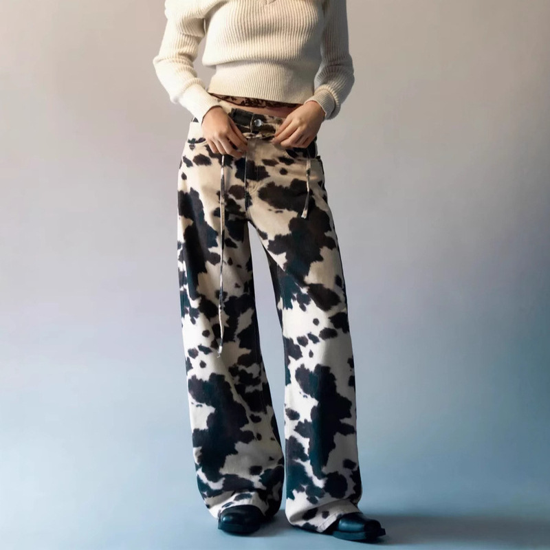 European and American Cross-border American Vintage Dairy Wash Jeans for Men and Women Old vintage Loose Straight Pants